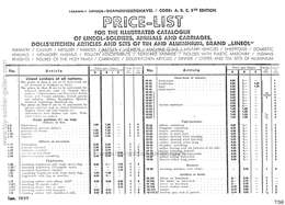 Price-List for the illustrated catalogue of LINEOL soldiers, animals and carriages